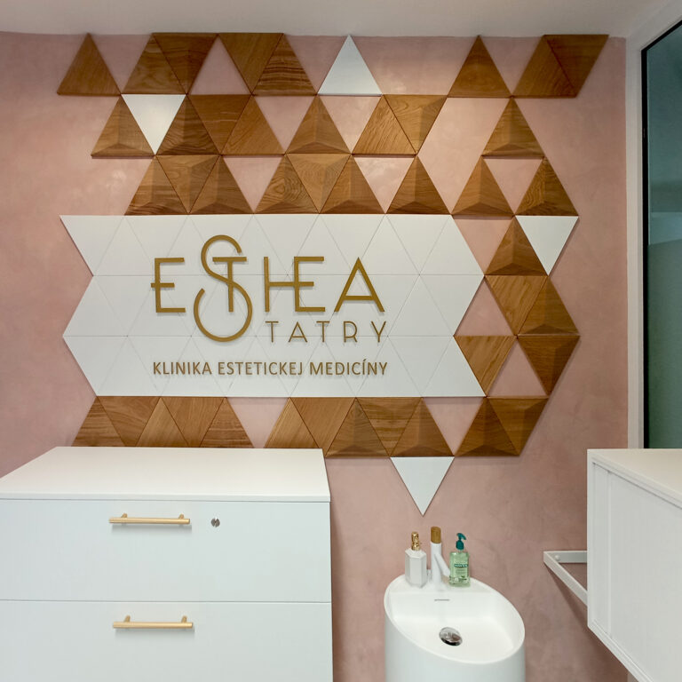 Office interior with wooden wall panels on display wall