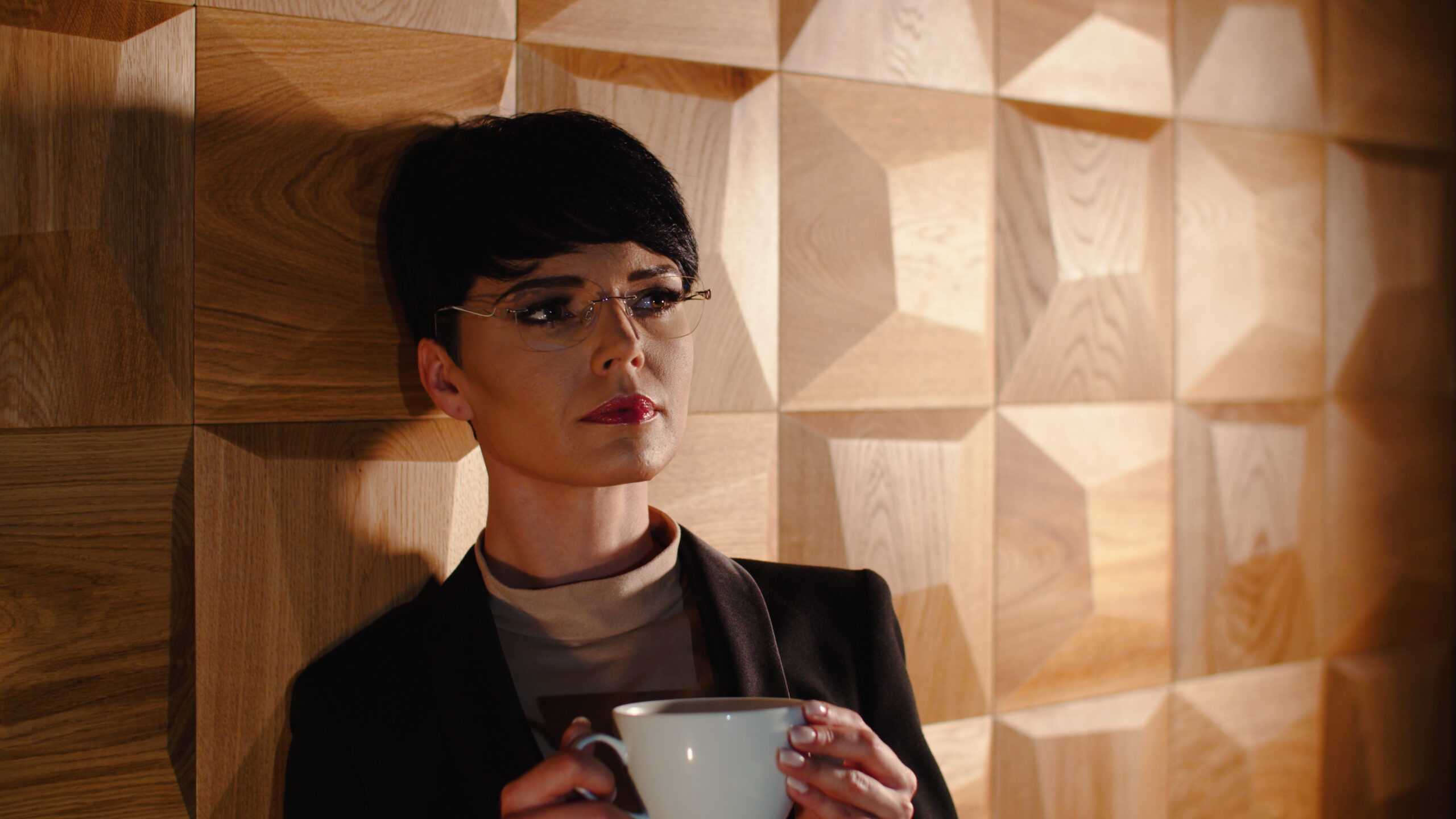 Modern wooden wall panels with geometric texture