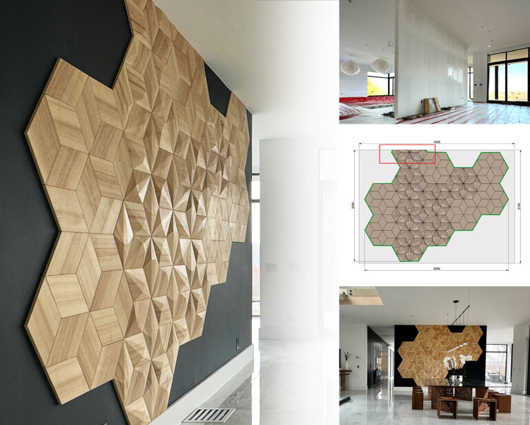 Project with wooden panels - before and after