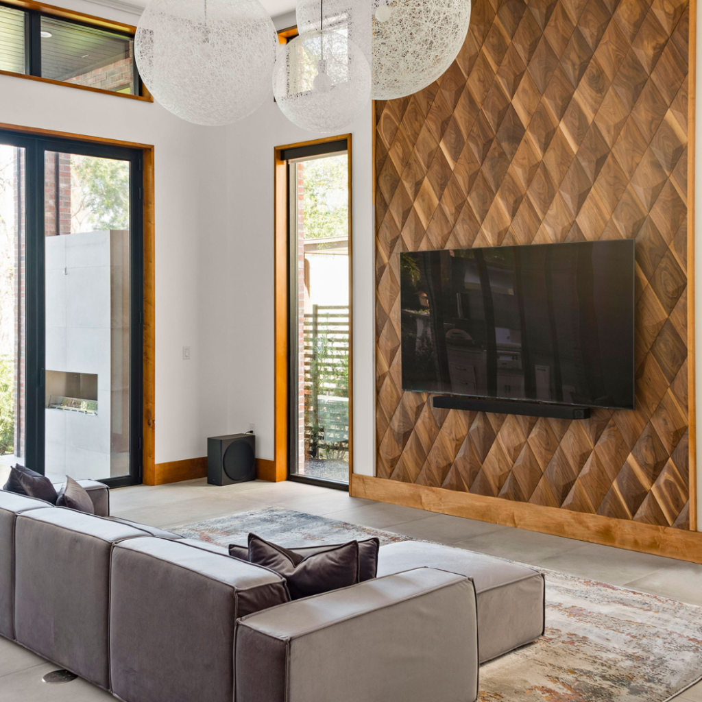 Living room wood accent wall - FORM AT WOOD - Wooden Wall Decor For Living Room