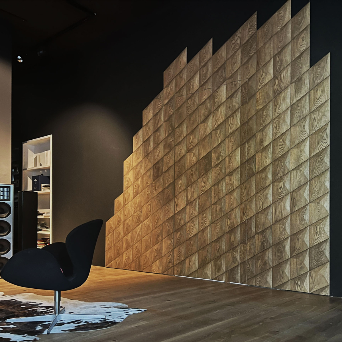 Living room wood accent wall - FORM AT WOOD - Exposed Wood Wall Decor For Apartments