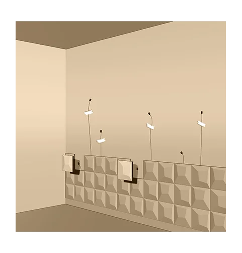 Decorative lighting wall panels mounted on a feature wall