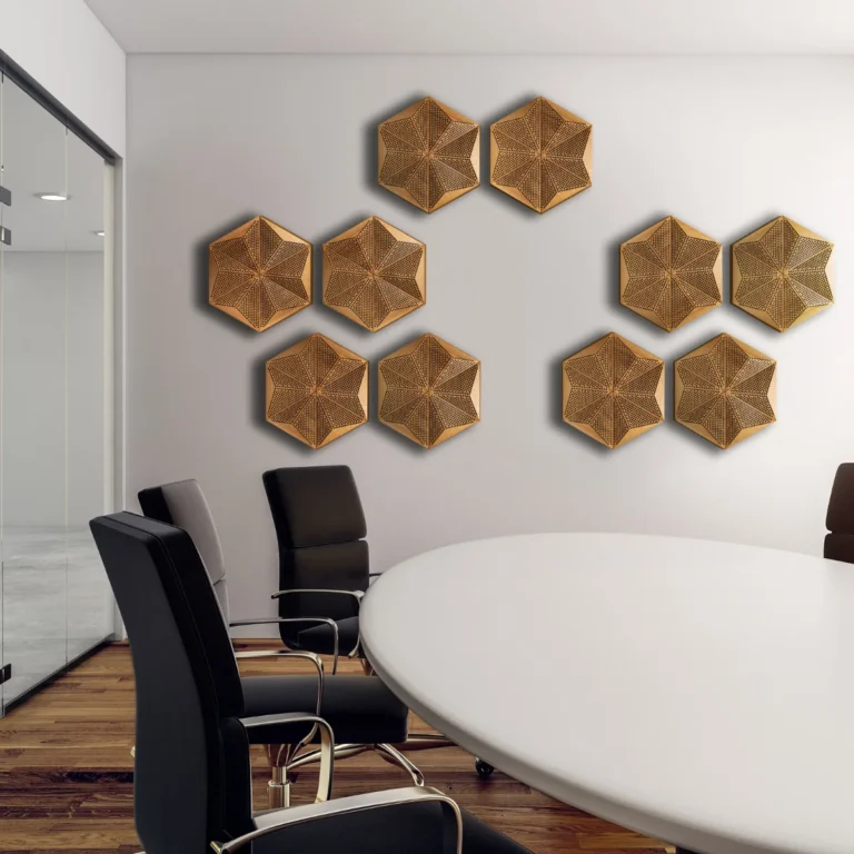 Interior with sound absorbing panels