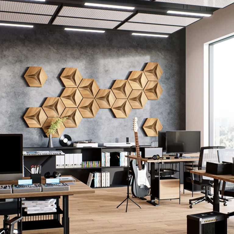 Interior with sound proofing panels