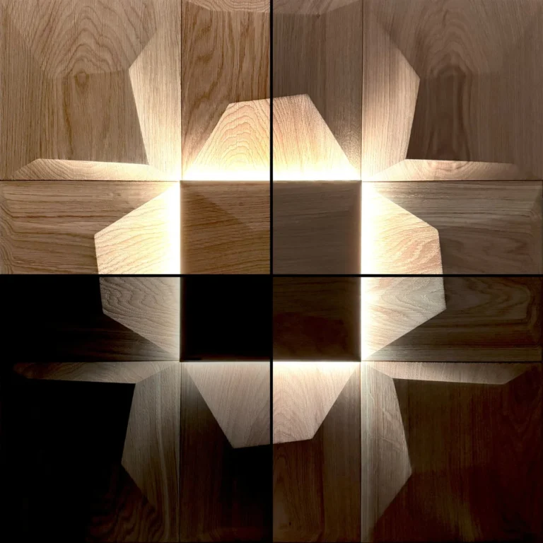 Wooden wall panels with mixed light