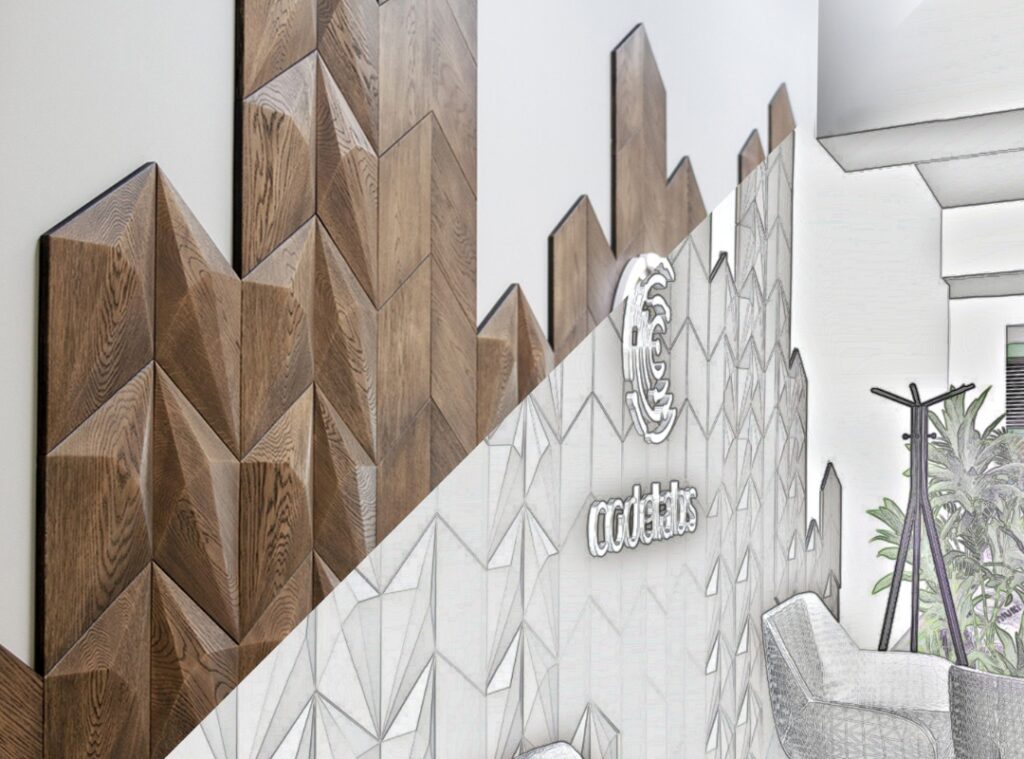 Project with decorative wall panels - before and after