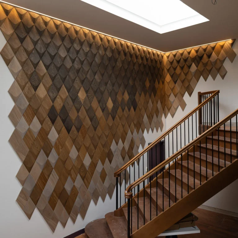 Dekoracyjna drewniana ściana w holu