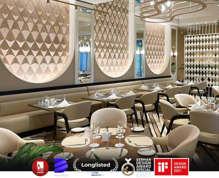 wooden wall panels in restaurant