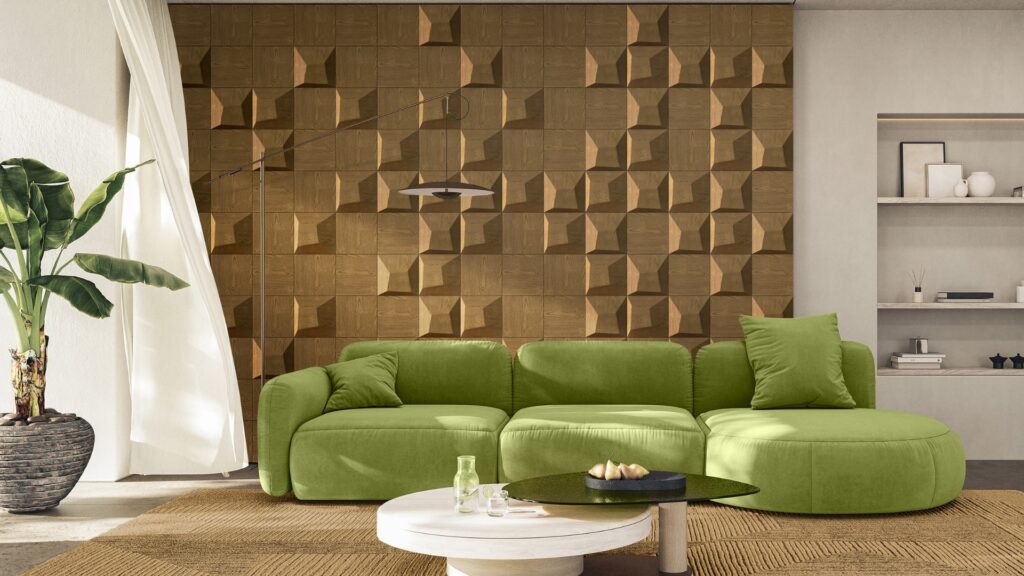 Decorative wood panels for walls in living room