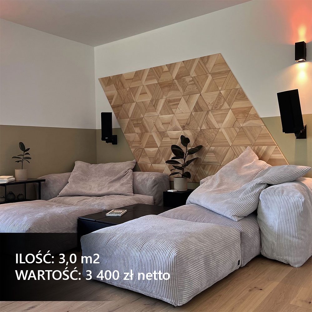 Jesionowe panele ścienne w salonie