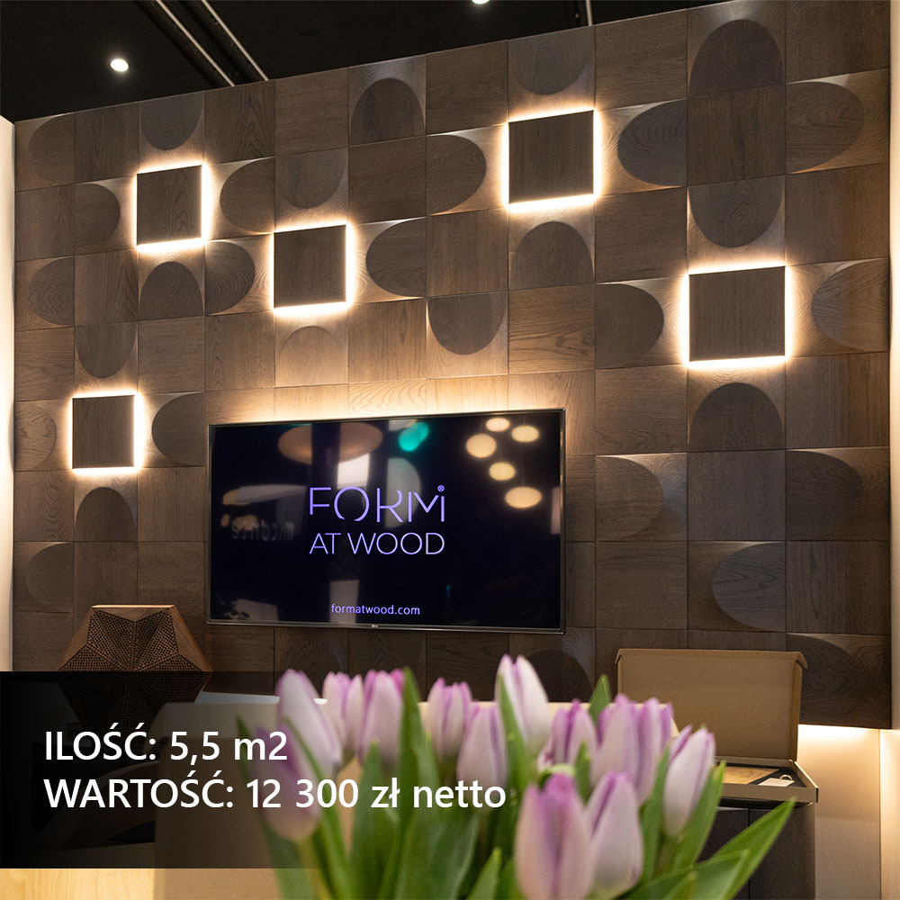 Nowoczesna ściana TV z dekoracyjnym oświetleniem i panelami 3D