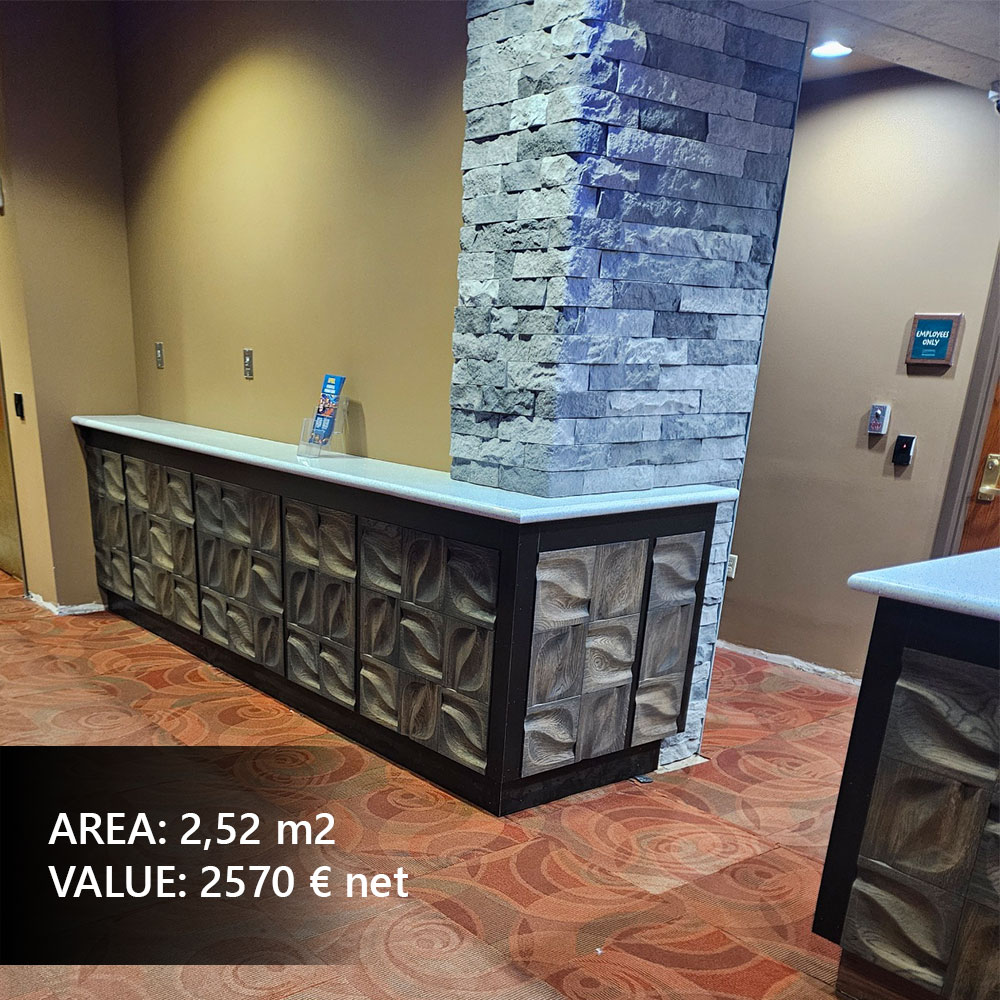 Stone wall panel in a modern bar interior