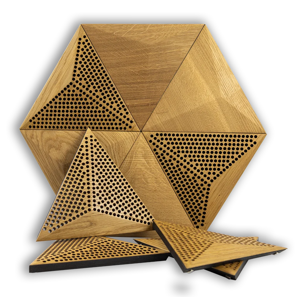 Close-up of HEXAGO acoustic wall panels texture