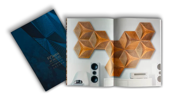 Katalog mit Akustikpaneelen FORM AT WOOD