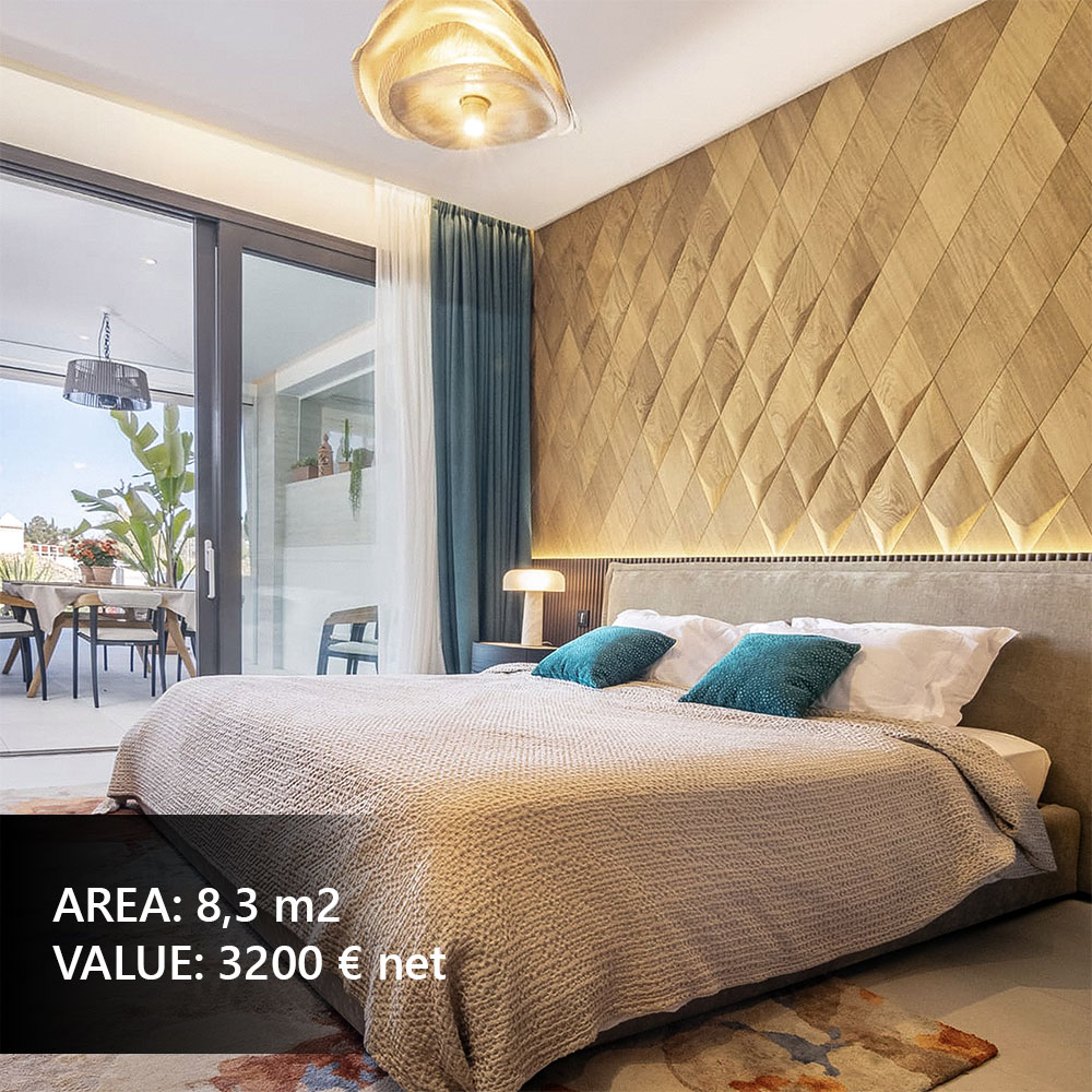 3D wall panel in a modern bedroom