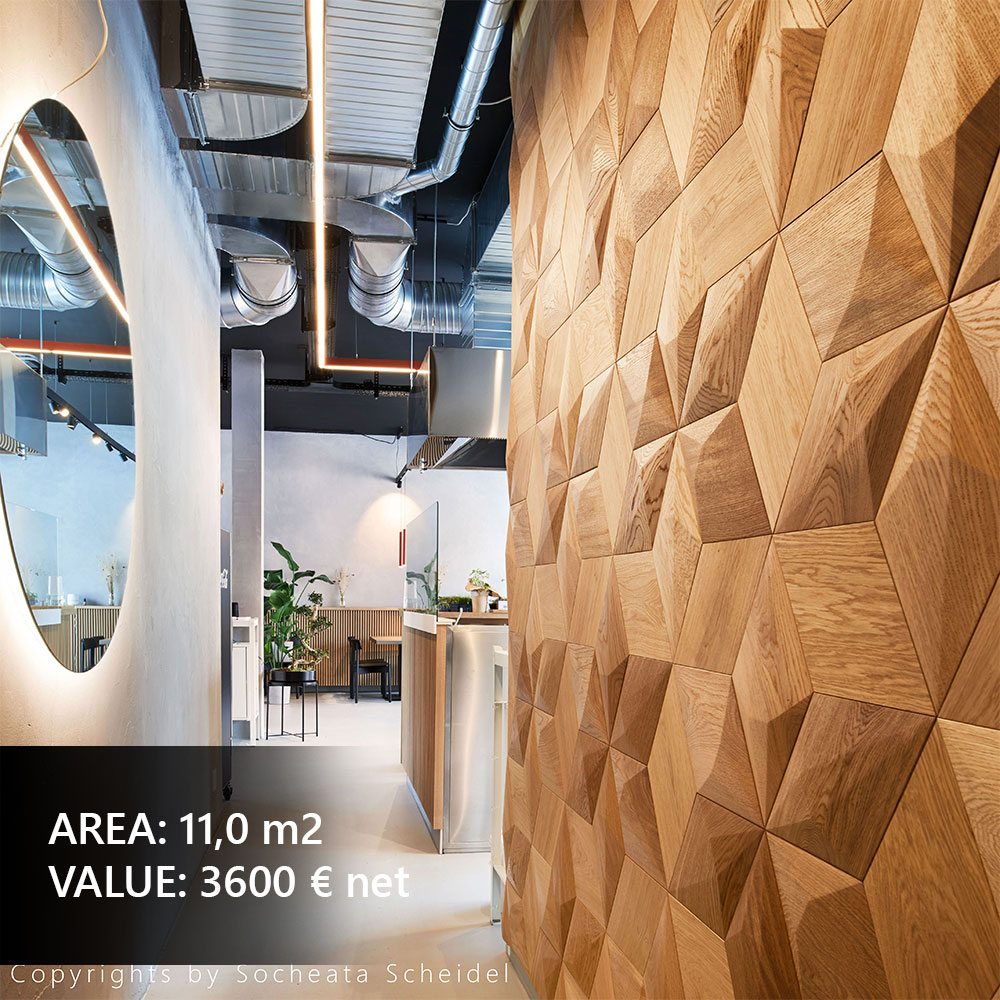 Decorative 3D wall panels in the dining room