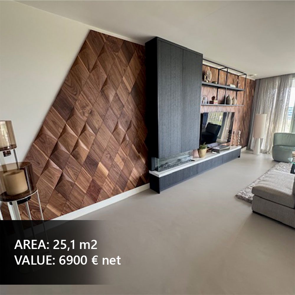 Wand mit Wandpaneelen im modernen Wohnzimmer