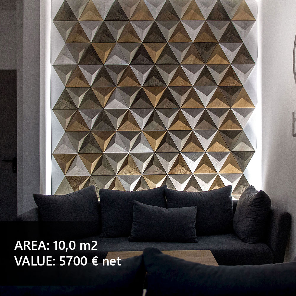 Moderne Wandpaneele im Büro, dekorative Holzverkleidung als Inspiration für die Wandgestaltung im Arbeitszimmer.