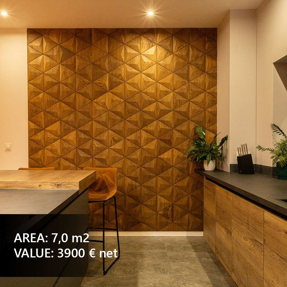 Moderne Holz-Wandpaneele in einer Küche, stilvolle Wandverkleidung als Inspiration für zeitgemäßes Küchendesign.