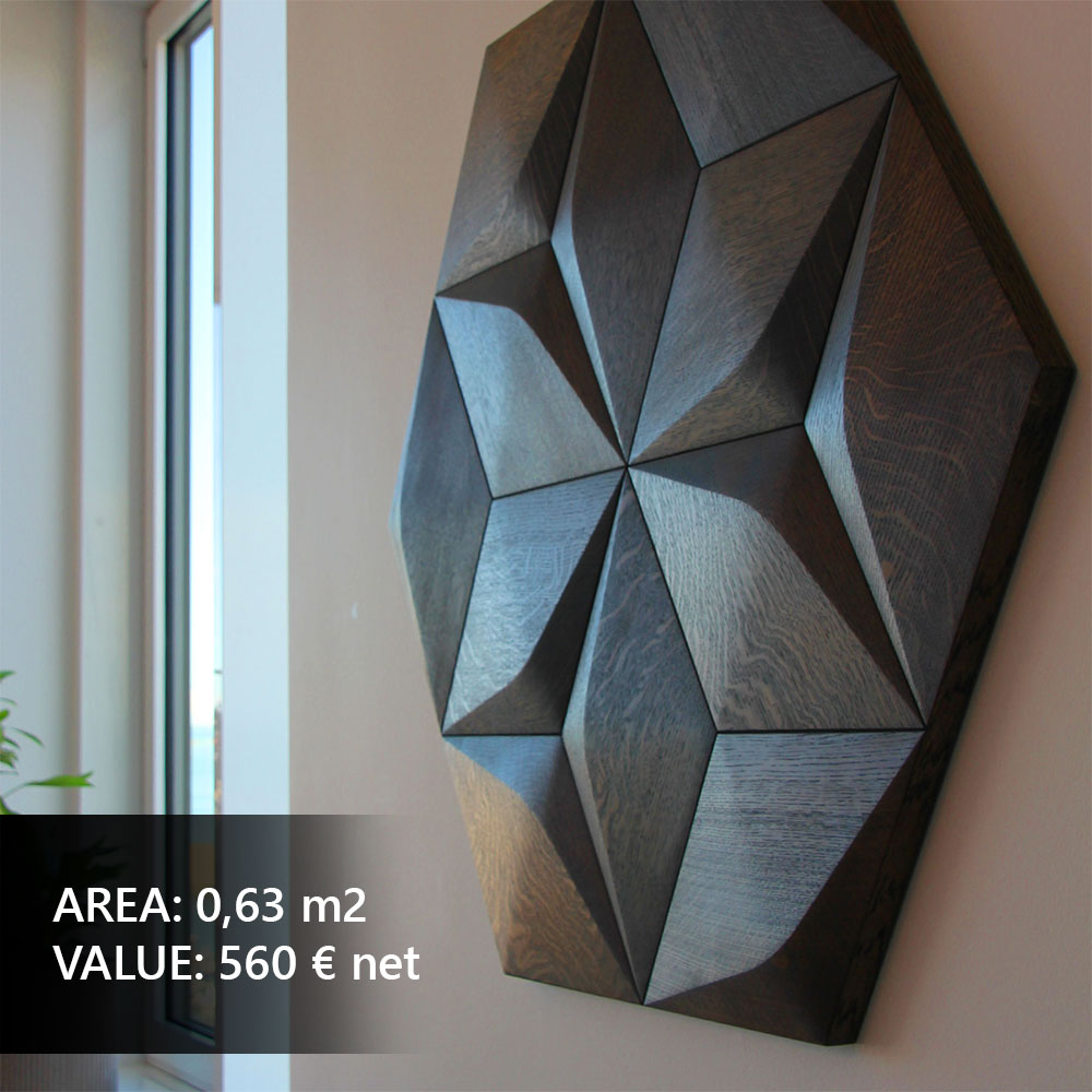 Decorative 3D wall panel close-up in dark color