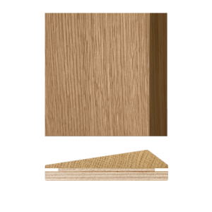 A technical product view of the Nami 3d oak wooden panel, showcasing its sharp asymmetrical wedge profile and precise cross-section.