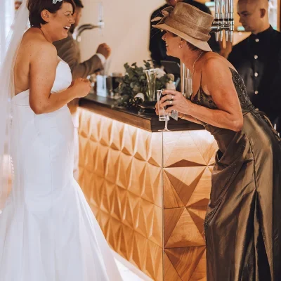 Wooden wall panels used as decoration on a wedding bar